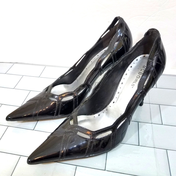 BcbGirls Black Patent Leather Heel 9 4 in - Picture 1 of 11